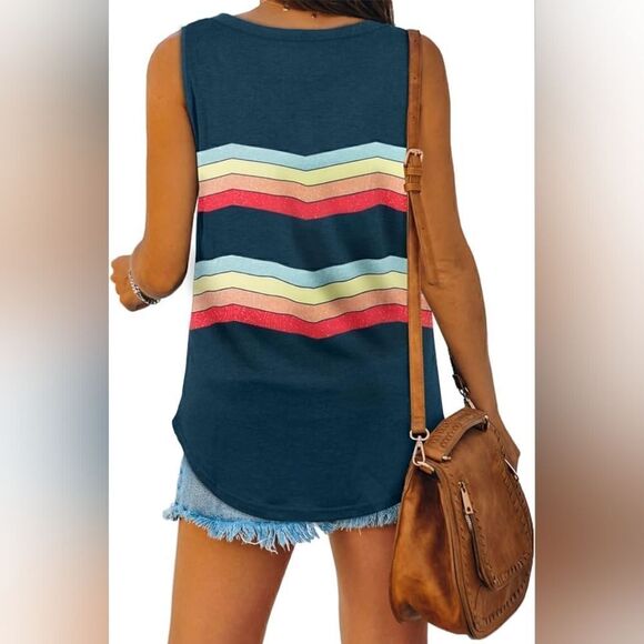 XIEERDUO Womens Tank Top V Neck Basic Solid Color Casual Flowy Summer - Picture 5 of 9
